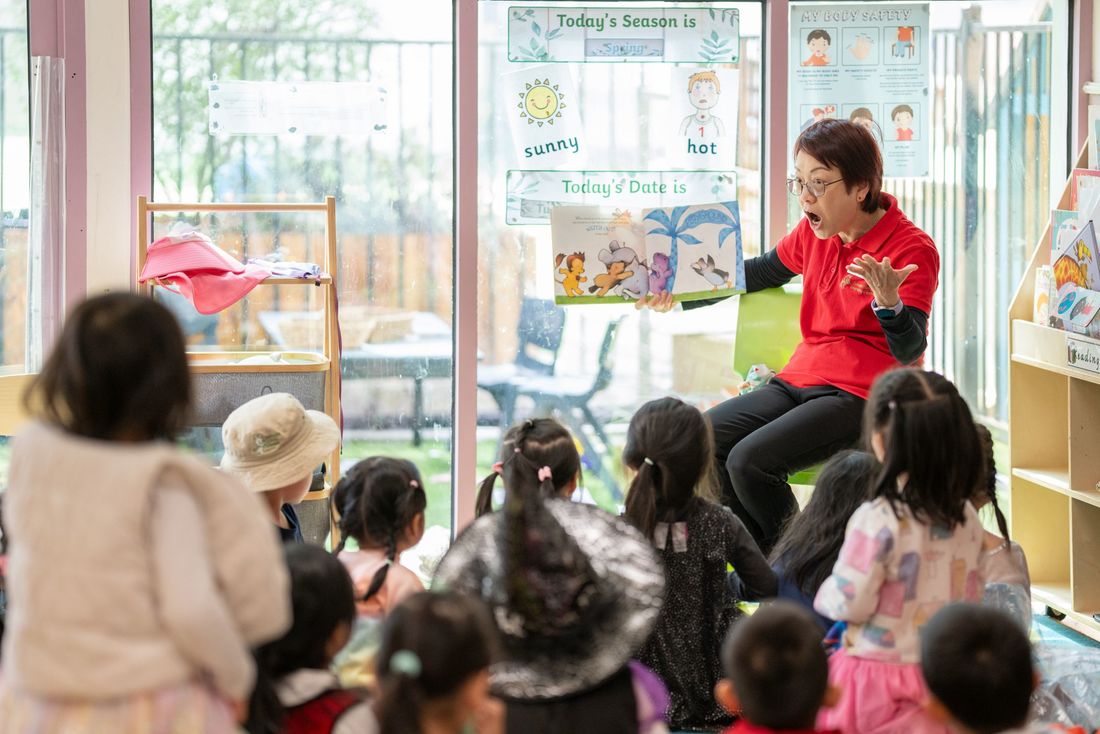 A child engaged in hands-on learning
